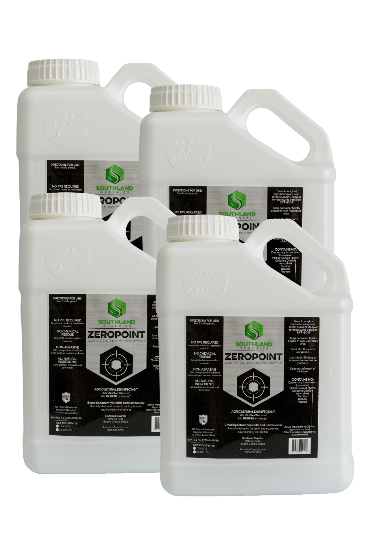 ZeroPoint hypochlorous acid case — 4 × 1 gallon containers